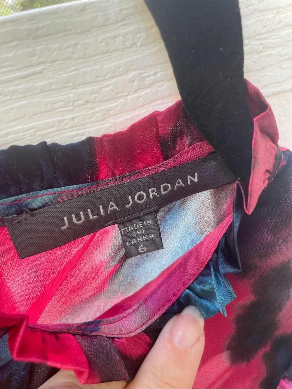 Julia Jordan Printed Ruffle-Collar Tie-Waist Dress
